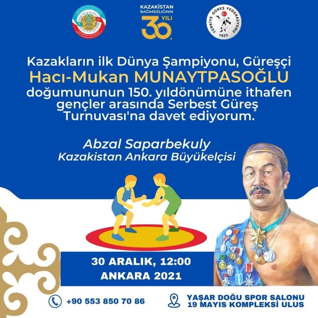 Kazakistan Bağımsızlığının 30.Yıldönümü Münasibetiyle Serbest Güreş Turnuvası Gerçekleşecektir