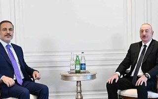 AZERBAYCAN CUMHURBAŞKANI İLHAM ALİYEV, TÜRKİYE DIŞİŞLERİ BAKANI FİDAN’I KABUL ETTİ.